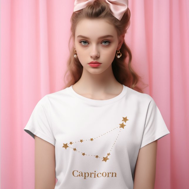 Modern Zodiac Sign Guld Capricorn | INSLAG T Shirt (Skapare uppladdad)
