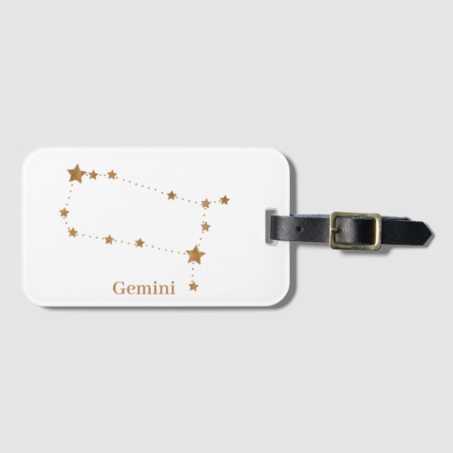 Modern Zodiac Sign Guld Gemini | INSLAG LUFT Bagagebricka (Framsida horisontal)
