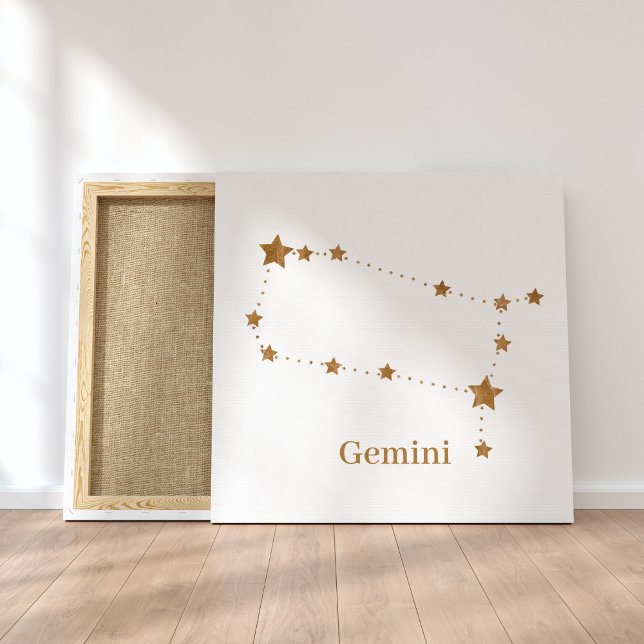 Modern Zodiac Sign Guld Gemini | INSLAG LUFT Canvastryck (Skapare uppladdad)