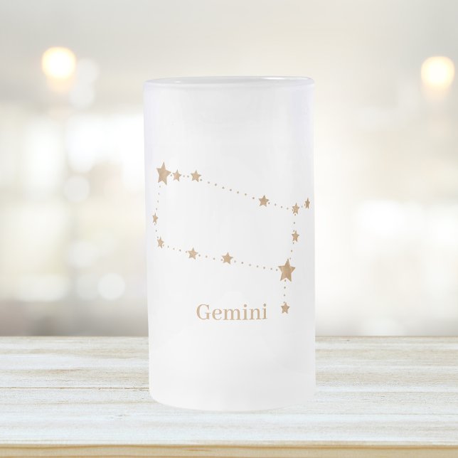Modern Zodiac Sign Guld Gemini | INSLAG LUFT Frostat Ölglas (Skapare uppladdad)