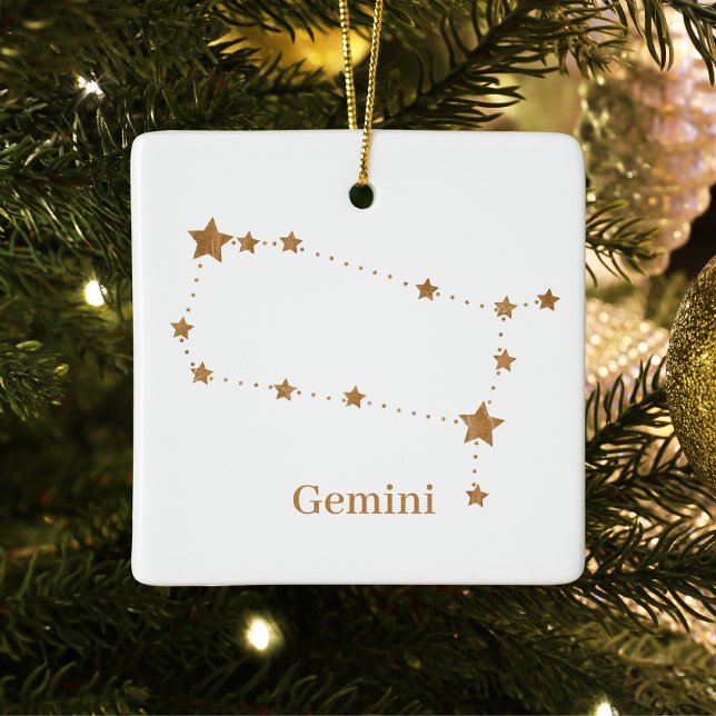 Modern Zodiac Sign Guld Gemini | INSLAG LUFT Julgransprydnad Keramik (Skapare uppladdad)