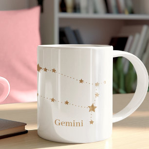 Modern Zodiac Sign Guld Gemini INSLAG LUFT Kaffemugg