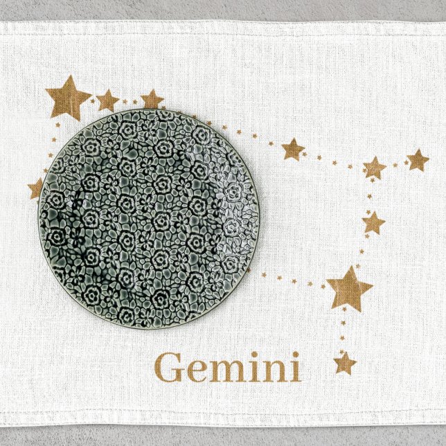 Modern Zodiac Sign Guld Gemini | INSLAG LUFT Kökshandduk (Skapare uppladdad)
