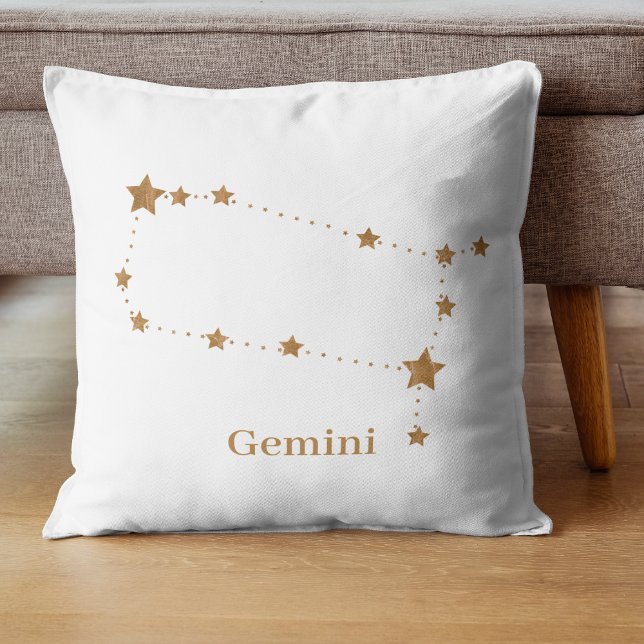 Modern Zodiac Sign Guld Gemini | INSLAG LUFT Kudde (Skapare uppladdad)