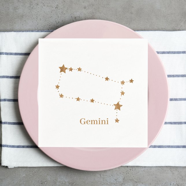 Modern Zodiac Sign Guld Gemini | INSLAG LUFT Pappersservett (Skapare uppladdad)