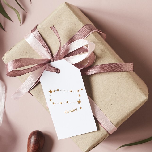 Modern Zodiac Sign Guld Gemini | INSLAG LUFT Presentetikett (Skapare uppladdad)