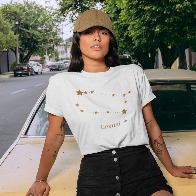 Modern Zodiac Sign Guld Gemini | INSLAG LUFT T Shirt (Skapare uppladdad)