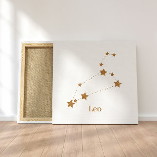 Modern Zodiac Sign Guld Leo   Inslag Fire Canvastryck