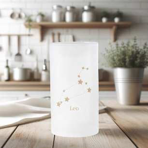 Modern Zodiac Sign Guld Leo   Inslag Fire Frostat Ölglas