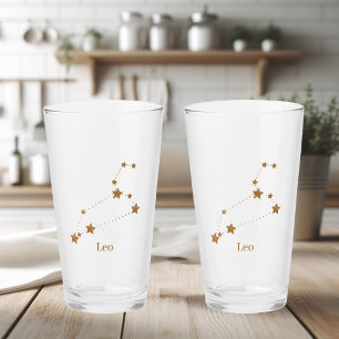 Modern Zodiac Sign Guld Leo   Inslag Fire Glaskopp