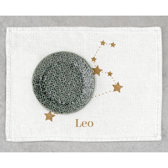Modern Zodiac Sign Guld Leo | Inslag Fire Kökshandduk (Skapare uppladdad)