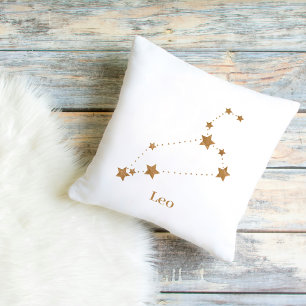 Modern Zodiac Sign Guld Leo Inslag Fire Kudde