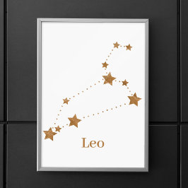 Modern Zodiac Sign Guld Leo | Inslag Fire Poster