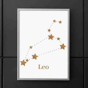 Modern Zodiac Sign Guld Leo Inslag Fire Poster