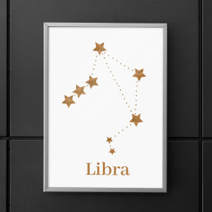 Modern Zodiac Sign Guld Libra   INSLAG LUFT Poster