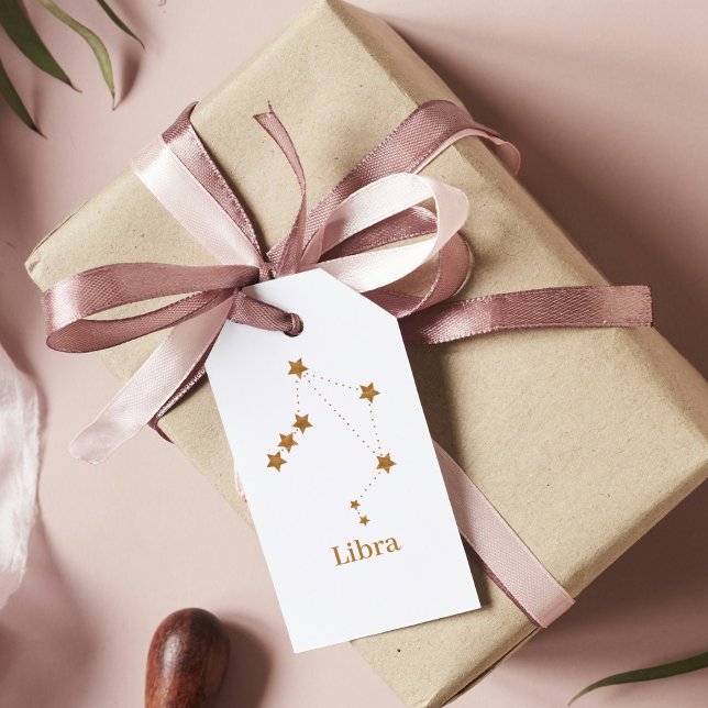Modern Zodiac Sign Guld Libra | INSLAG LUFT Presentetikett (Skapare uppladdad)