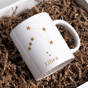 Modern Zodiac Sign Guld Libra   INSLAG LUFT Två-Tonad Mugg