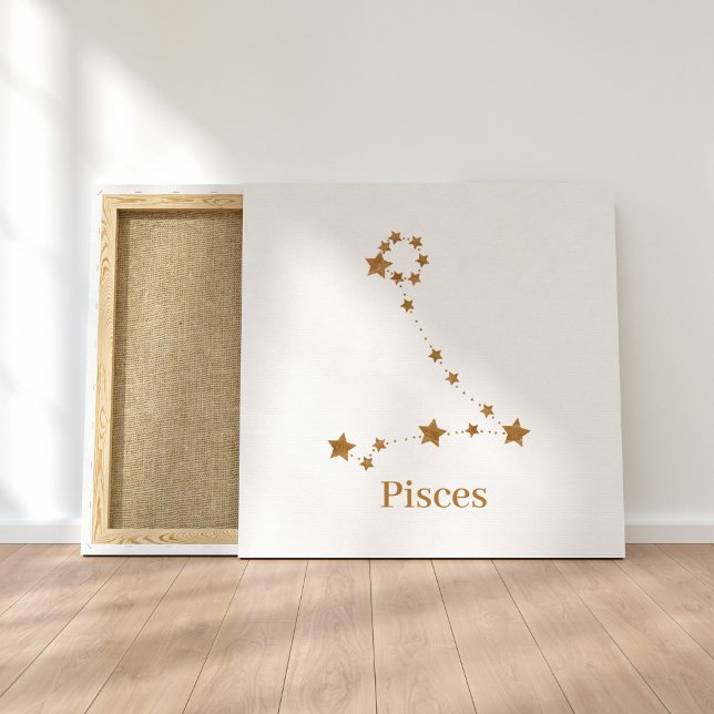 Modern Zodiac Sign Guld Pisces | INSLAG VATTEN Canvastryck (Skapare uppladdad)