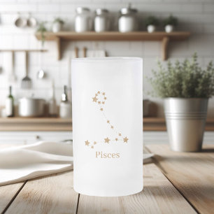 Modern Zodiac Sign Guld Pisces   INSLAG VATTEN Frostat Ölglas