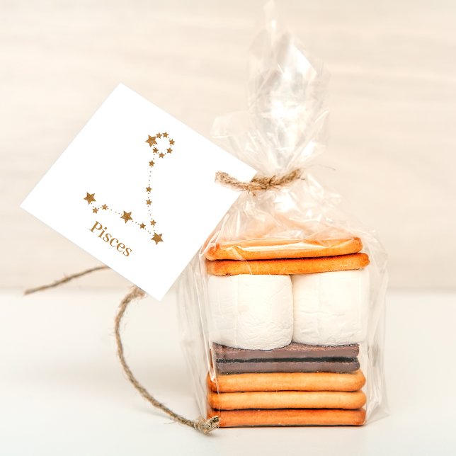 Modern Zodiac Sign Guld Pisces | INSLAG VATTEN Gåvor Etiketter (Skapare uppladdad)