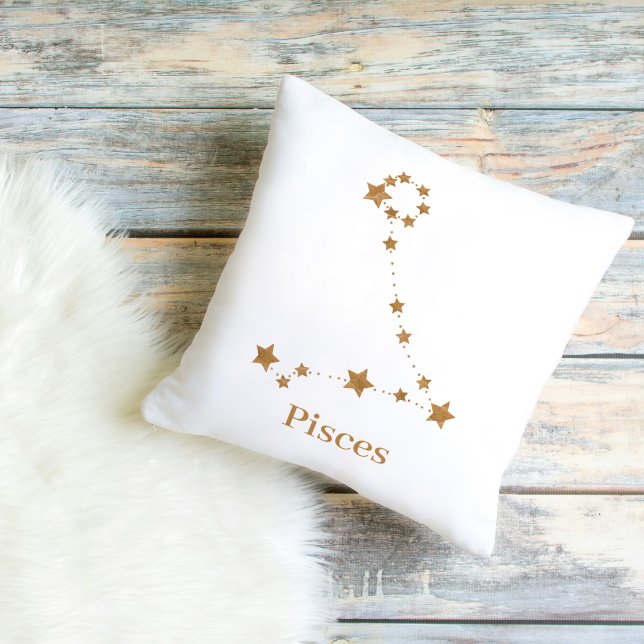 Modern Zodiac Sign Guld Pisces | INSLAG VATTEN Kudde (Skapare uppladdad)