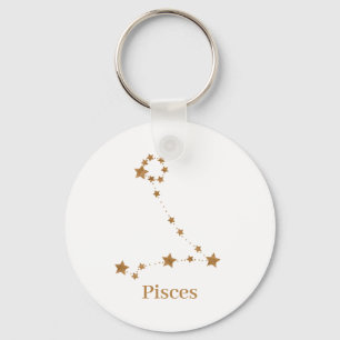 Modern Zodiac Sign Guld Pisces INSLAG VATTEN Nyckelring