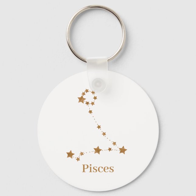 Modern Zodiac Sign Guld Pisces | INSLAG VATTEN Nyckelring (Framsida)