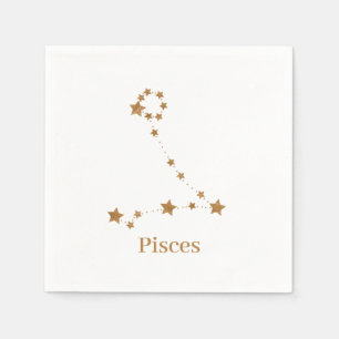 Modern Zodiac Sign Guld Pisces   INSLAG VATTEN Pappersservett