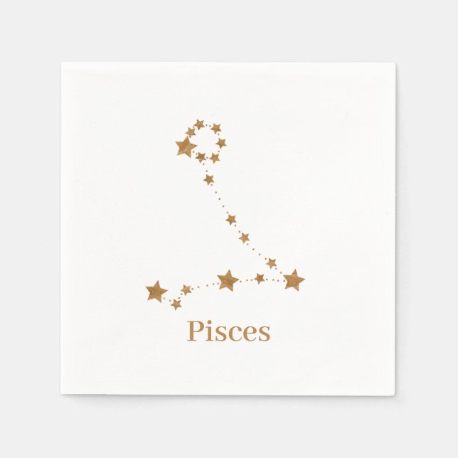 Modern Zodiac Sign Guld Pisces | INSLAG VATTEN Pappersservett (Framsidan)