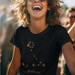 Modern Zodiac Sign Guld Pisces   INSLAG VATTEN T Shirt
