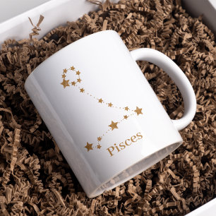 Modern Zodiac Sign Guld Pisces   INSLAG VATTEN Två-Tonad Mugg