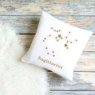 Modern Zodiac Sign Guld Sagittarius Inslag Fire Kudde