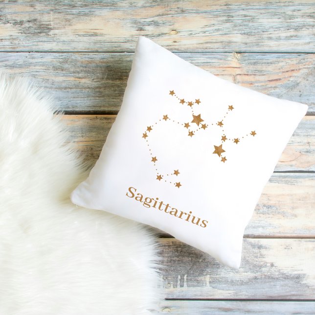 Modern Zodiac Sign Guld Sagittarius| Inslag Fire Kudde (Skapare uppladdad)