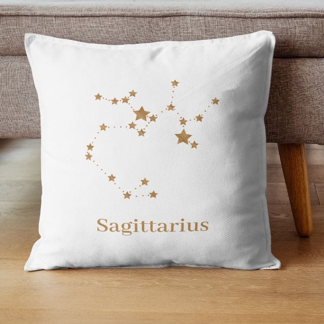 Modern Zodiac Sign Guld Sagittarius| Inslag Fire Kudde (Skapare uppladdad)