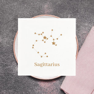 Modern Zodiac Sign Guld Sagittarius Inslag Fire Pappersservett