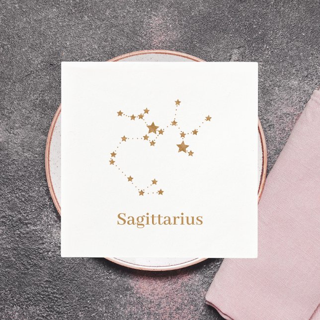 Modern Zodiac Sign Guld Sagittarius| Inslag Fire Pappersservett (Skapare uppladdad)