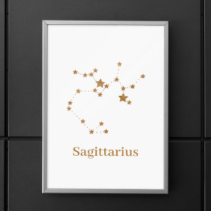 Modern Zodiac Sign Guld Sagittarius  Inslag Fire Poster