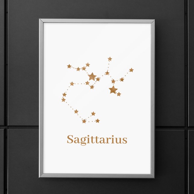 Modern Zodiac Sign Guld Sagittarius| Inslag Fire Poster (Skapare uppladdad)