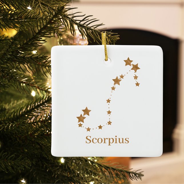 Modern Zodiac Sign Guld Scorpius | INSLAG VATTEN Julgransprydnad Keramik (Skapare uppladdad)