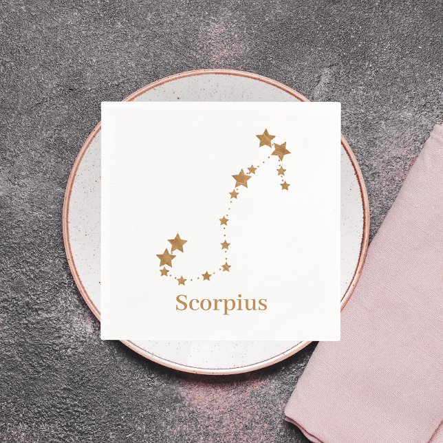 Modern Zodiac Sign Guld Scorpius | INSLAG VATTEN Pappersservett (Skapare uppladdad)