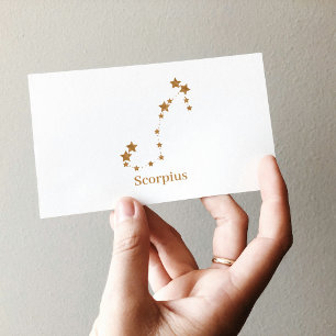 Modern Zodiac Sign Guld Scorpius INSLAG VATTEN Visitkort