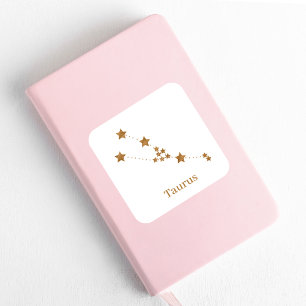 Modern Zodiac Sign Guld Taurus   INSLAG Fyrkantigt Klistermärke