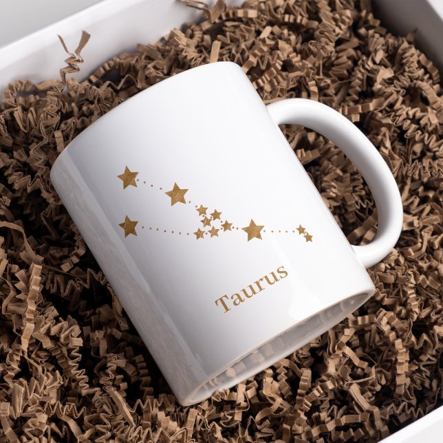 Modern Zodiac Sign Guld Taurus | INSLAG Två-Tonad Mugg (Skapare uppladdad)