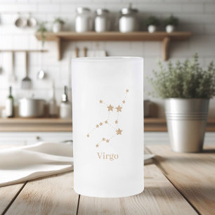 Modern Zodiac Sign Guld Våg   INSLAG Frostat Ölglas