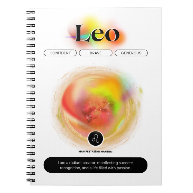 Modern Zodiac Sign Leo-citat | Inslag Fire Anteckningsbok (Framsidan)