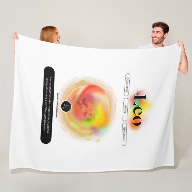 Modern Zodiac Sign Leo-citat | Inslag Fire Fleecefilt (På plats)