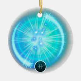 Modern Zodiac Sign PIsces Quote Vatten Inslag Julgransprydnad Keramik