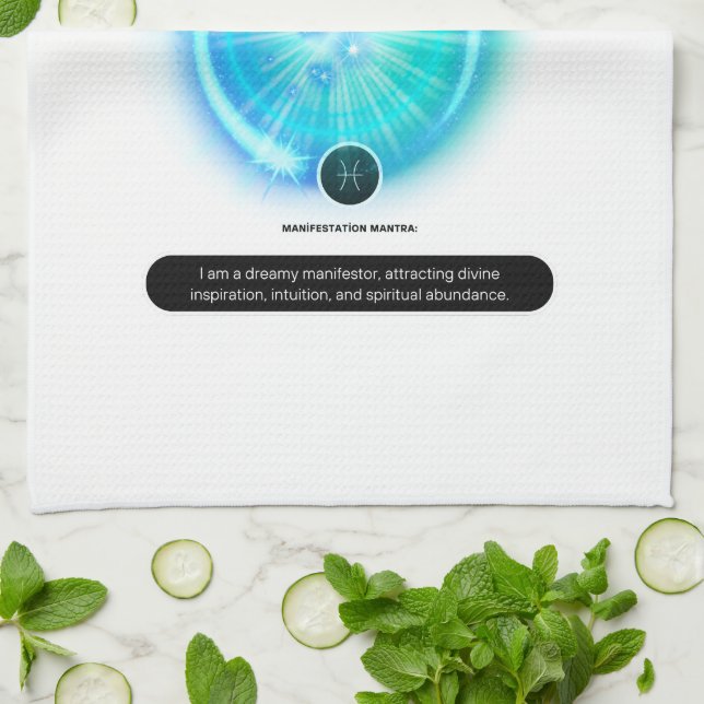 Modern Zodiac Sign PIsces Quote Vatten Inslag Kökshandduk (Vikta)