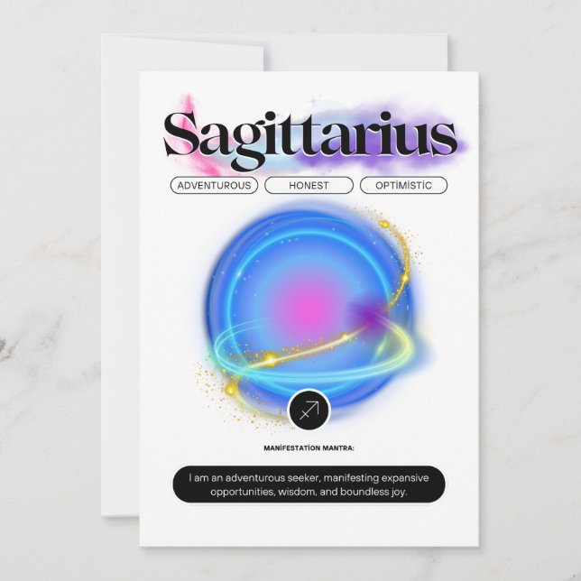 Modern Zodiac Sign Sagittarius Quote Inslag Fire Julkort (Framsida)