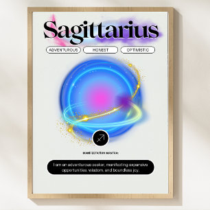 Modern Zodiac Sign Sagittarius Quote Inslag Fire Poster